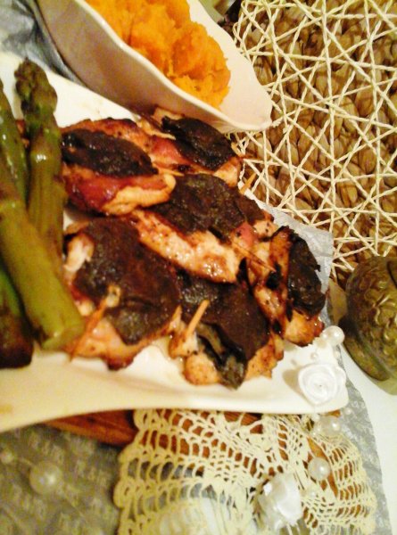 Zsályás csirkefalatok spárgával-vajas édes burgonyával...(saltimbocca)9