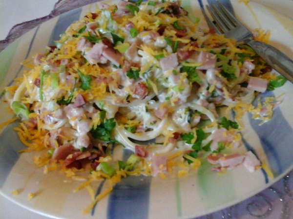 Baconos-sonkás tejszínes spaghetti alla carbonara3