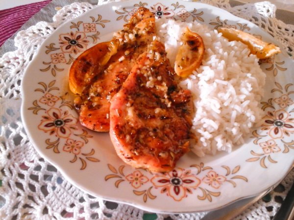 Citromos sült csirkemellfilé thai rizzsel